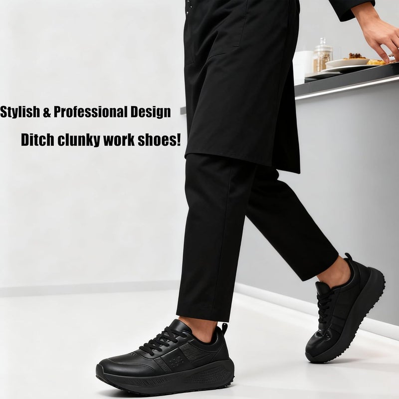 XUVUVJU Store Non Slip Work Shoes for Women Food Service Kitchen Chef Shoe Restaurant Lightweight Waterproof Walking Sneakers Nursing Slip Resistant Footwear - Image 2
